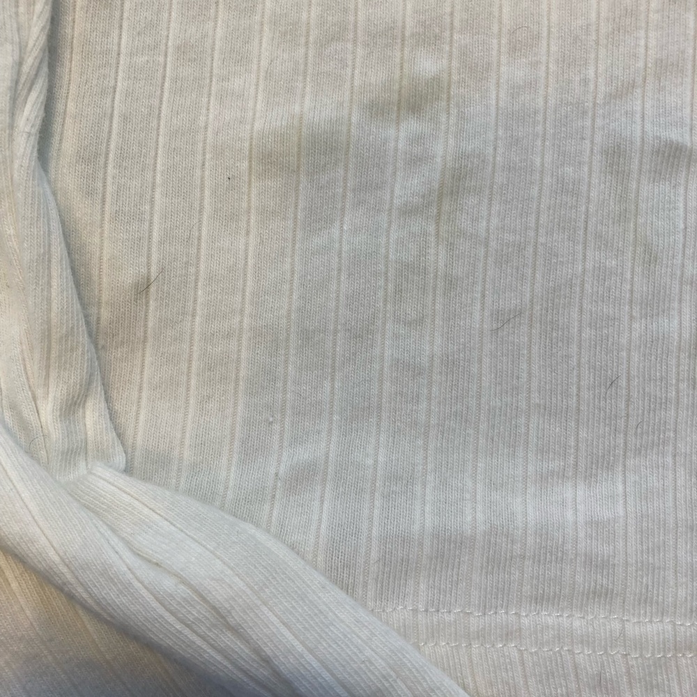 White Long Sleeved Rib-Knit Shirt - Picture 6 of 6